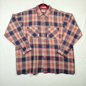 Vintage Arrow Sport Flannel Shirt Jacket 2X Red Plaid Lined 80s 90s Workwear